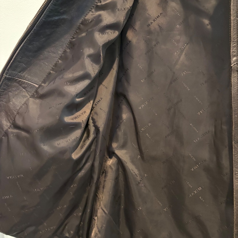 Vtg y2K Wilsons Leather Maxima Jacket Large Slim Chocolate Brown Western Moto - Picture 7 of 16